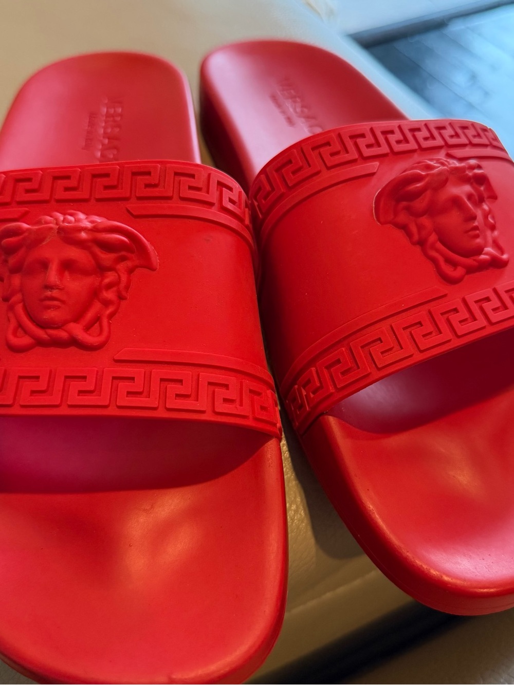Versace Red Medusa Rubber Slide Sandals